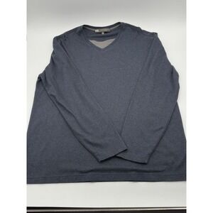 ROBERT BARAKETT‎ Long Sleeve V-Neck Pullover T Shirt-Blue-Cotton-Size XL